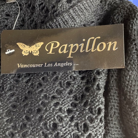 Papillon Pointelle Knit Sweater Black Size M - K54 - Picture 7 of 9